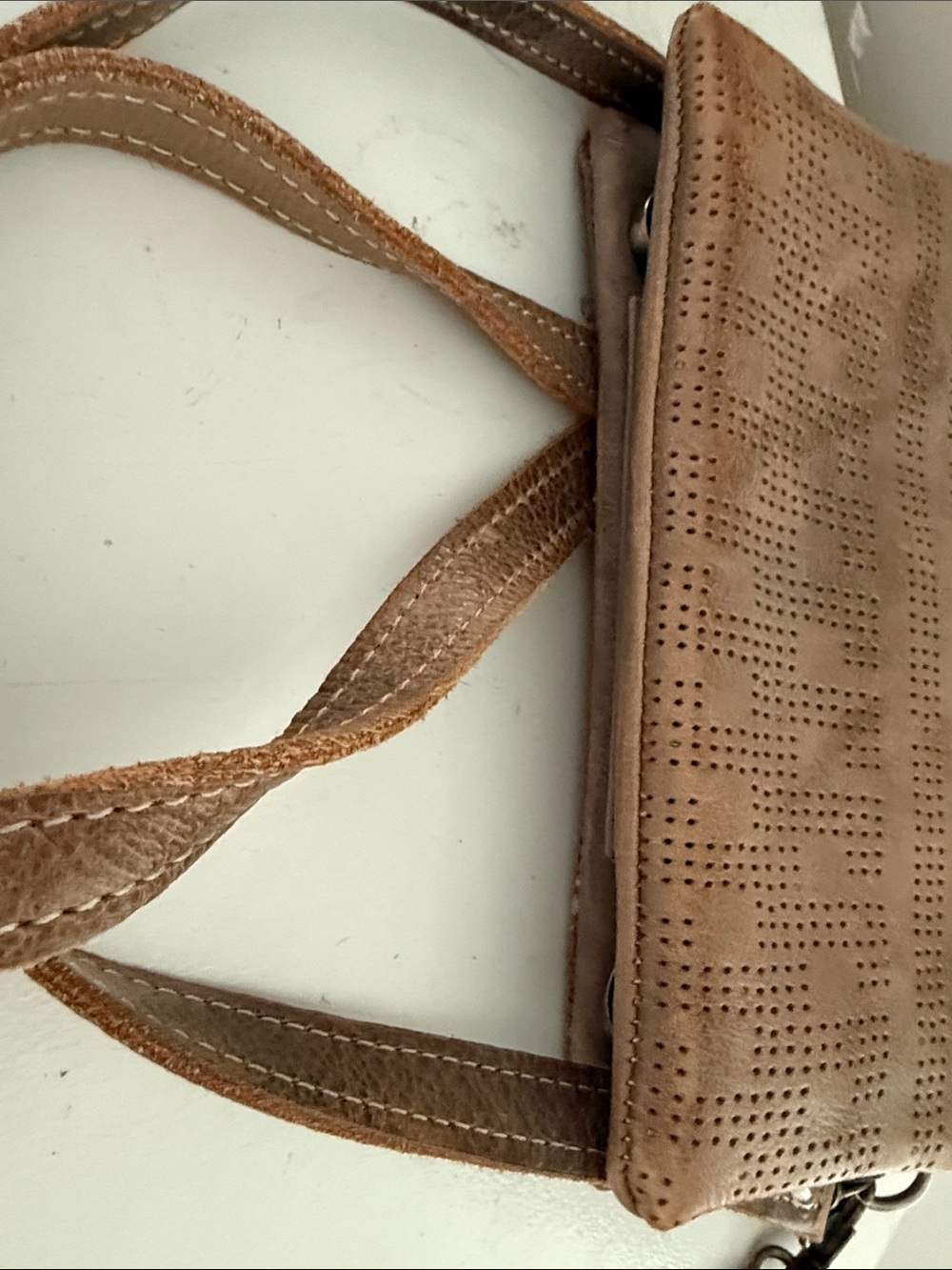 BED|STU Brown Perforated Leather Crossbody with Stud Accents - Picture 7 of 7